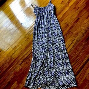 NEW YORK & COMPANY STRETCH PURPLE & WHITE DRESS S